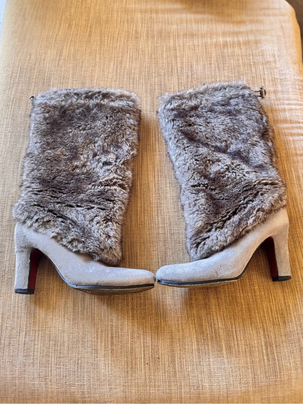 Sam Edelman Y2K Gray Faux Fur Mid-Calf Boots